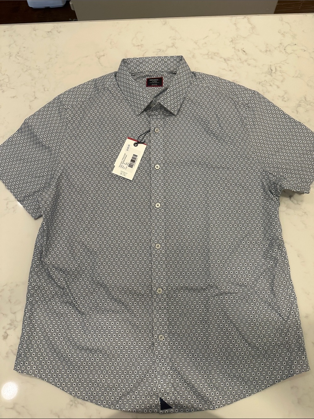 UNTUCKit Men's Short-Sleeve Button-Down Shirt - Gray Geometric Print